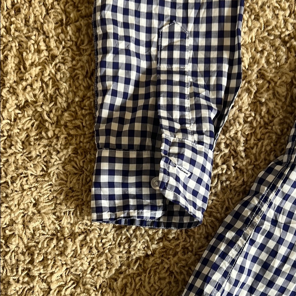 Frank & Eileen Barry crinkled Blue Checkered Shirt. S - Picture 7 of 9